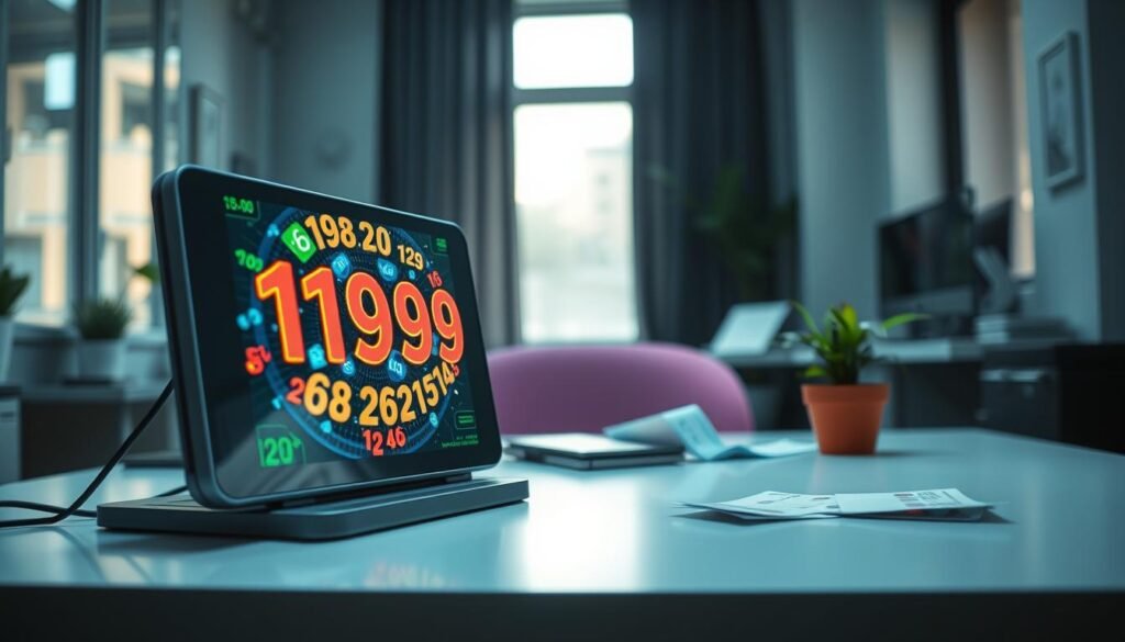 A Mega Millions Lucky Number Generator depicted in a sleek, modern digital interface, set against a softly lit office background. In the foreground, a futuristic touchscreen device displays vibrant, animated numbers swirling in a dynamic pattern, suggesting randomness and excitement. The middle ground features a stylish desktop with lottery tickets scattered around and a small potted plant adding a touch of greenery. Light streams in from a nearby window, casting gentle shadows and creating an inviting atmosphere. The perspective is slightly angled to emphasize depth, showcasing both the generator and the serene workspace. The overall mood conveys hope and anticipation, perfectly capturing the thrill of the lottery experience. A Mega Millions Lucky Number Generator depicted in a sleek, modern digital interface, set against a softly lit office background. In the foreground, a futuristic touchscreen device displays vibrant, animated numbers swirling in a dynamic pattern, suggesting randomness and excitement. The middle ground features a stylish desktop with lottery tickets scattered around and a small potted plant adding a touch of greenery. Light streams in from a nearby window, casting gentle shadows and creating an inviting atmosphere. The perspective is slightly angled to emphasize depth, showcasing both the generator and the serene workspace. The overall mood conveys hope and anticipation, perfectly capturing the thrill of the lottery experience.