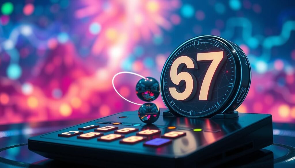 A futuristic 4D lucky number generator, elegantly designed with glowing numbers and intricate geometric patterns. In the foreground, a sleek digital device displays swirling, dynamic numbers representing various combinations, illuminated by soft, colorful LED lights. In the middle ground, a metallic sphere hovers, rotating slowly, with light trails connecting it to the numbers, suggesting motion and energy. The background features a blurred abstract landscape of vibrant colors that evoke excitement and anticipation, enhancing the overall atmosphere. The lighting is bright with a slight glow, creating a magical and uplifting mood. The angle is a slightly elevated perspective, inviting the viewer into this enchanting world of luck and chance. A futuristic 4D lucky number generator, elegantly designed with glowing numbers and intricate geometric patterns. In the foreground, a sleek digital device displays swirling, dynamic numbers representing various combinations, illuminated by soft, colorful LED lights. In the middle ground, a metallic sphere hovers, rotating slowly, with light trails connecting it to the numbers, suggesting motion and energy. The background features a blurred abstract landscape of vibrant colors that evoke excitement and anticipation, enhancing the overall atmosphere. The lighting is bright with a slight glow, creating a magical and uplifting mood. The angle is a slightly elevated perspective, inviting the viewer into this enchanting world of luck and chance.