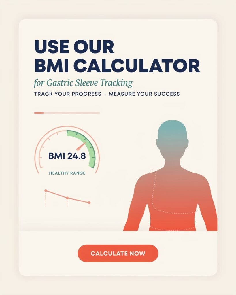 A peaceful and inspiring scene depicting the concept of body mass index (BMI) tracking for weight management. In the foreground, a diverse group of four individuals—two men and two women—dressed in professional business attire, are engaged in a discussion around a digital tablet displaying a colorful BMI chart. In the middle ground, a well-organized healthcare setting is visible, featuring a modern scale and health-related posters on the walls that promote healthy living. The background showcases a calm, bright environment with soft lighting, suggesting a feeling of motivation and support. The image composition should emphasize the communal aspect of health tracking, highlighting a friendly and encouraging atmosphere that resonates with the importance of BMI in weight journey management. bmi calculator for gastric sleeve