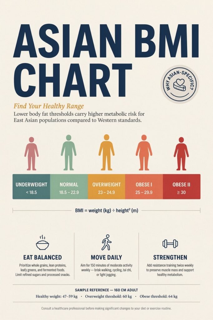 You've probably heard about BMI before, but the standard index doesn't always work for everyone, especially if you're from a different background. The Asian BMI chart uses different numbers because research shows health risks can appear at lower body weights in these populations.