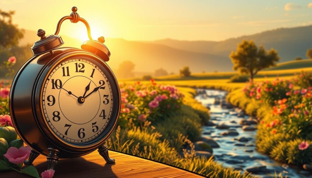 A serene scene depicting the essence of the number 17 as a symbol of luck and personality. In the foreground, an elegant vintage clock striking 5:00, with the number 17 artistically integrated into its design. The middle ground features a lush garden filled with vibrant flowers and a gently flowing stream, evoking a sense of tranquility and growth. In the background, a soft sunset bathes the landscape in warm, golden light, casting long shadows and creating a dreamy atmosphere. The lighting is warm and inviting, highlighting the intricate details of the clock and the floral elements. The mood is uplifting and hopeful, emphasizing the idea of potential and positive persona traits associated with being born on the 17th. The overall composition should evoke inspiration and curiosity about the significance of this number. A serene scene depicting the essence of the number 17 as a symbol of luck and personality. In the foreground, an elegant vintage clock striking 5:00, with the number 17 artistically integrated into its design. The middle ground features a lush garden filled with vibrant flowers and a gently flowing stream, evoking a sense of tranquility and growth. In the background, a soft sunset bathes the landscape in warm, golden light, casting long shadows and creating a dreamy atmosphere. The lighting is warm and inviting, highlighting the intricate details of the clock and the floral elements. The mood is uplifting and hopeful, emphasizing the idea of potential and positive persona traits associated with being born on the 17th. The overall composition should evoke inspiration and curiosity about the significance of this number.