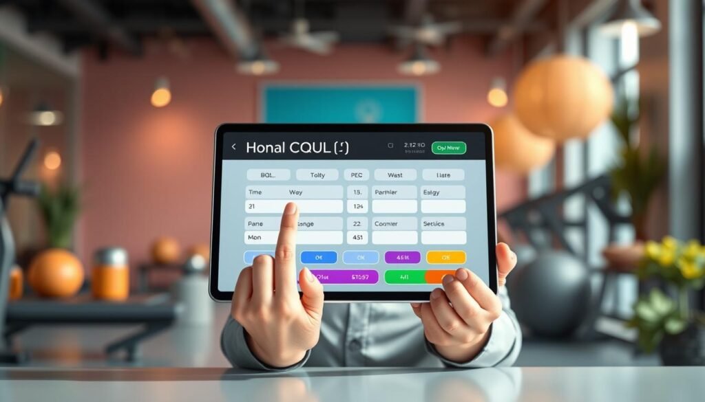 A sleek, modern BMI calculator interface designed for women, positioned prominently in the foreground, showcasing a user-friendly layout with vibrant buttons and input fields. In the middle ground, a pair of hands in professional business attire interact with the calculator, tapping on the screen and entering data. The background features a softly blurred gym or wellness environment with subtle décor that emphasizes health and fitness. The lighting is bright and natural, creating an inviting atmosphere, while the focus is on the calculator, reflecting an aura of empowerment and wellness. The overall mood is positive and motivational, inspiring viewers to engage with their health. A sleek, modern BMI calculator interface designed for women, positioned prominently in the foreground, showcasing a user-friendly layout with vibrant buttons and input fields. In the middle ground, a pair of hands in professional business attire interact with the calculator, tapping on the screen and entering data. The background features a softly blurred gym or wellness environment with subtle décor that emphasizes health and fitness. The lighting is bright and natural, creating an inviting atmosphere, while the focus is on the calculator, reflecting an aura of empowerment and wellness. The overall mood is positive and motivational, inspiring viewers to engage with their health.